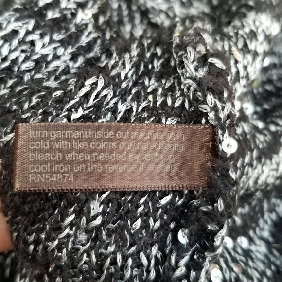 The Limited black gray silver sequin sweater asymmetric stripe small - Picture 6 of 7